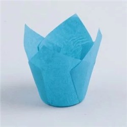 Форма бумажная для капкейков (маффинов, кексов) «Тюльпан»  голубая, 50 х 80, 10 штук (DoECO)
