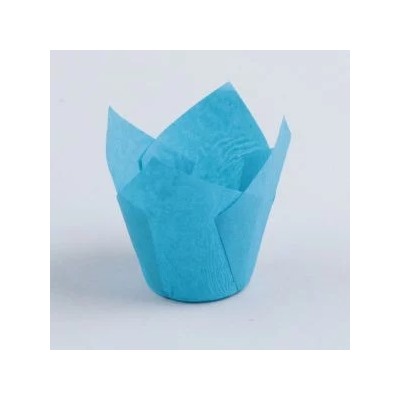 Форма бумажная для капкейков (маффинов, кексов) «Тюльпан»  голубая, 50 х 80, 10 штук (DoECO)