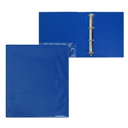 Папка "Панорама" А4, 60 мм на 4-х кольцах, с передним прозрачным карманом, до 400 листов, синяя