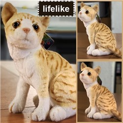 Реалистичная моделированная плюшевая игрушка Сиамский котенок  25см