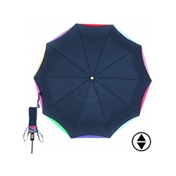 Зонт женский ТриСлона-L 3110 B/S,  R=58см,  суперавт;  10спиц,  3слож,  эпонж,  синий/радуга 205718