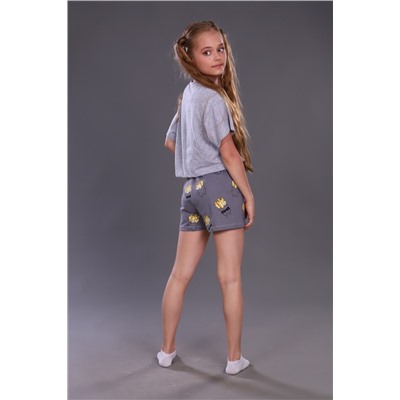 Пижама для девочки Картошка фри арт. ПД-019-046 (N) (Серый меланж)