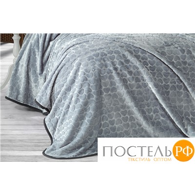 Плед EVLEN Super Soft "СЕРДЦЕ" 180*240 в коробке п/э Р 945 серый