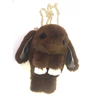 Сумка-рюкзак 3D "Меховой Кролик" на цепочке (натуральный мех) умбра