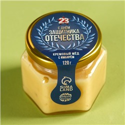 Крем-мёд «С днём защитника отечества», вкус: имбирь,120 г.