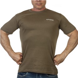 Оливковая военная футболка "Армия", – мужская модель из натурального премиум хлопка для современных парней №398*