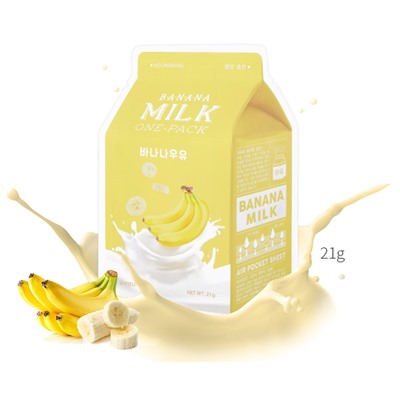Тканевая молочная маска для лица с экстрактом банана A'PIEU Banana Milk One-Pack