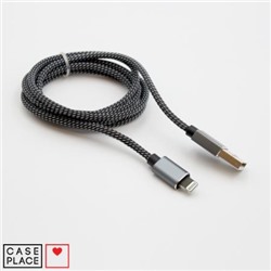 USB-кабель Aspor Lightning для зарядки телефона, чёрный с тканевой оплёткой