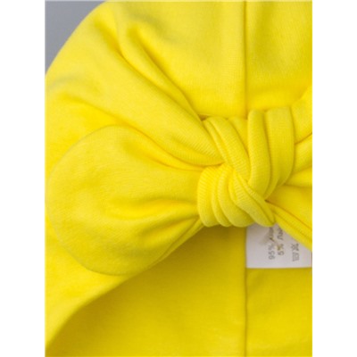 Чалма-тюрбан трикотажная для девочки с бантом на завязках, желтый