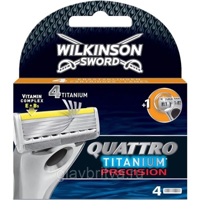 Кассета для станка для бритья Schick (Wilkinson Sword) Quattro TITANIUM Precision, 4 шт.