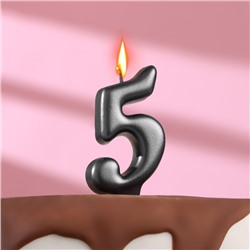 Свеча в торт "Овал" ,цифра 5 ,мокрый асфальт, 6,3 см