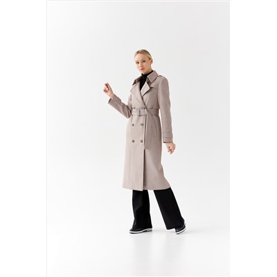 Пальто женское демисезонное 25797 (коричневый/ёлочка)