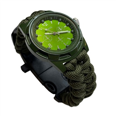 Часы для охоты и рыбалки EMAK 577, - широкий функционал на все случаи во время активного отдыха. Часы, компас, огниво, термометр, нож, свисток, паракордовый браслет. Самая низкая цена на российском рынке! №14