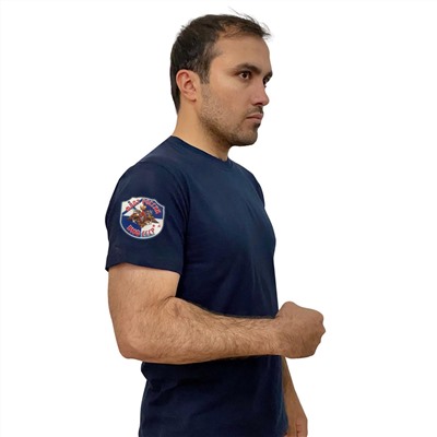 Удобная темно-синяя футболка с термотрансфером ВМФ СССР
