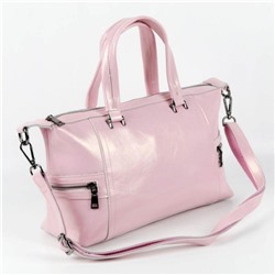Женская кожаная сумка ROMANIA. Розовый перламутр.