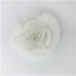 Аппликация пришивная пушистая роза белая (6,5см)