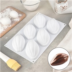 Форма для муссовых десертов и выпечки Доляна «Какао бобы», 29,5×19 см, силикон, цвет белый