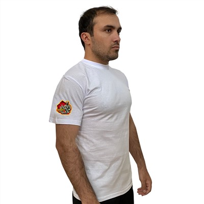 Белая футболка с принтом "Zа Донбасс" на рукаве, (тр. 78)