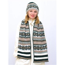 Комплект зимний женский шапка+шарф Авелин (Цвет Зеленый), размер 56-58, шерсть 50%, мохер 30%