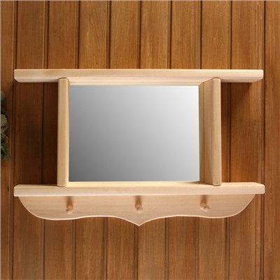 Зеркало резное с 2 полками и 3 крючками, 70×45×10 см