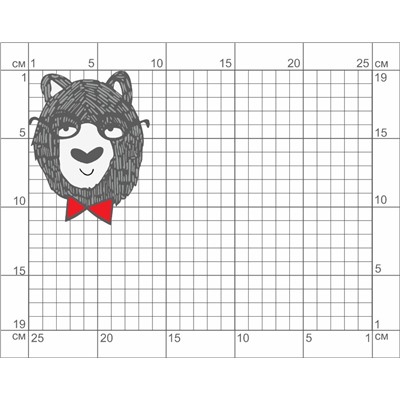 04-129 Термотрансфер Морда медведя в галстуке 10х14см