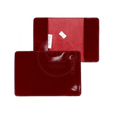 Обложка для паспорта Premier-О-84 (тисн Passport)  натуральная кожа красный темный гладкая (138)  159193