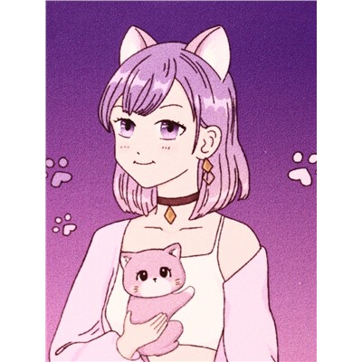 Держатель для карт Аниме "Cute cat Girl" (6,5 х 10,4 см)
