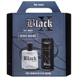 Набор подарочный JEAN MARC X BLACK 2 предмета: (Дезодорант спрей 150мл +лосьон п/бритья 100мл) в сумке-картоне