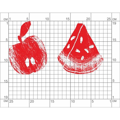 22-50 Термотрансфер Красное яблоко и долька арбуза 10х25см