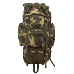 Большой армейский рюкзак, Woodland (75 л), (CH-053) №135 - Регулируемый ремень на поясе и груди. Регулировка объема рюкзака с фиксаторами и ремнями сжатия. Люверсы для крепления дополнительного снаряжения