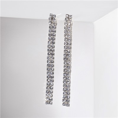 Набор 2 предмета: серьги, кулон "Элегантность" кисточки, цвет белый в серебре, 100 см