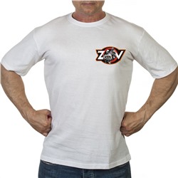 Белая футболка с термотрансфером ZOV, (тр. №83)