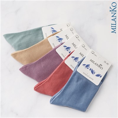 Хлопковые носки  однотонные (цветные) MilanKo N-210 упаковка