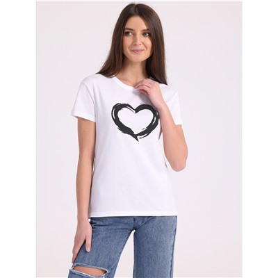 футболка 1ЖДФК2657001; белый / Сердце кистью черным
