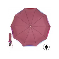 Зонт женский ТриСлона-L 3110 B/S,  R=58см,  суперавт;  10спиц,  3слож,  эпонж,  розовый/радуга 205236