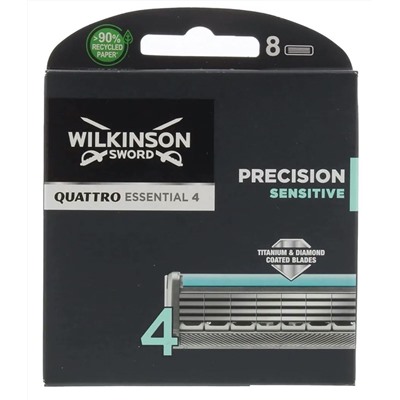 Кассеты для бритвы Schick (Wilkinson Sword) QUATTRO Titanium Precision Sensitive (8шт)