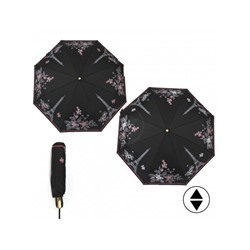 Зонт женский ТриСлона-L 3822 R  (проявляющийся рисунок),  R=58см,  суперавт;  8спиц,  3слож,  "Эпонж",  черный  (Париж и цветы)  235244