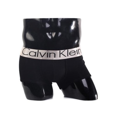 Трусы Calvin Klein черные с серебряной резинкой Steel A001