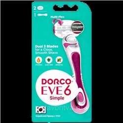 Станок для бритья для женщин DORCO SHAI EVE-6 Sweetie с 6 лезвиями и сгибаемым картриджем (+ 2 кассеты)