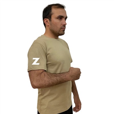 Хлопковая песочная футболка с литерой Z, (тр. №18)
