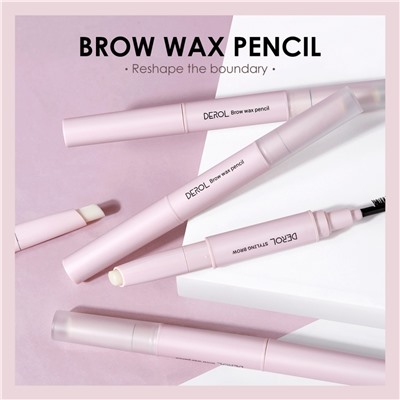 Восковый карандаш с силиконовой щеткой для укладки бровей DEROL Waterproof Brow Wax Pencil