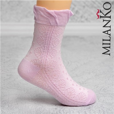 Детские носки  ажурные (узор 4) "листики" MilanKo D-233 упаковка