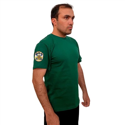 Зеленая надежная футболка с термотрансфером ВМФ