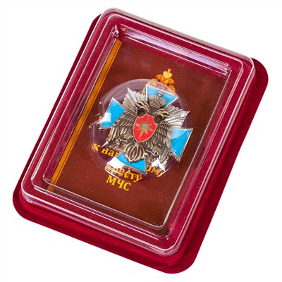 Наградной крест МЧС России в оригинальном футляре из флока, №329(633)