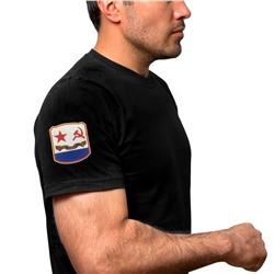 Топовая черная футболка с термотрансфером Флаг ВМФ СССР