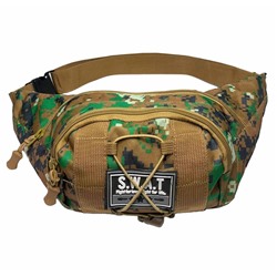 Универсальная поясная тактическая сумка SWAT (Digital Jungle), - При необходимости сумку можно носить в качестве нагрудной. Обеспечивает максимально быстрый доступ к снаряжению, аксессуарам, боеприпасам или аптечке. Материал - прочный к разрыву водонепроницаемый нейлон 600D №28