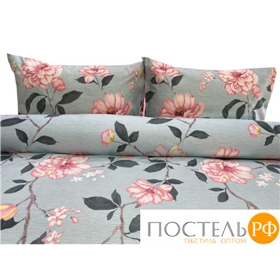 КПБ Dome Pink flowers (2 сп. евро) пододеяльник - 200х220 см, простыня - 220х240 см, 50х70 см - 2 шт, сатин