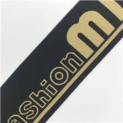 Резина декор. с надписью 48мм черная Fashion MIU золото (рул/42м)
