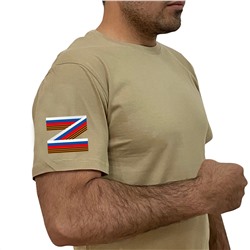 Практичная мужская футболка с литерой Z, - в цветах триколора с георгиевской лентой (тр. №65)