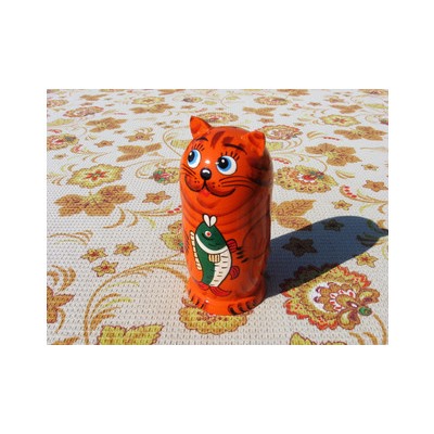 Матрешка "Котик" 3 куклы (оранжевая) Арт.103296